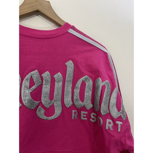 Disney Spirit Jersey S Pink Disneyland Glitter Feminine Race Stripe Resort Cozy - Picture 10 of 13